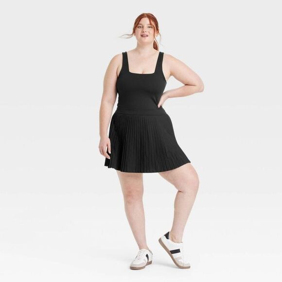 Open Box - All In Motion - Women's Pleated Active Dress - All In M Black - Picture 3 of 4
